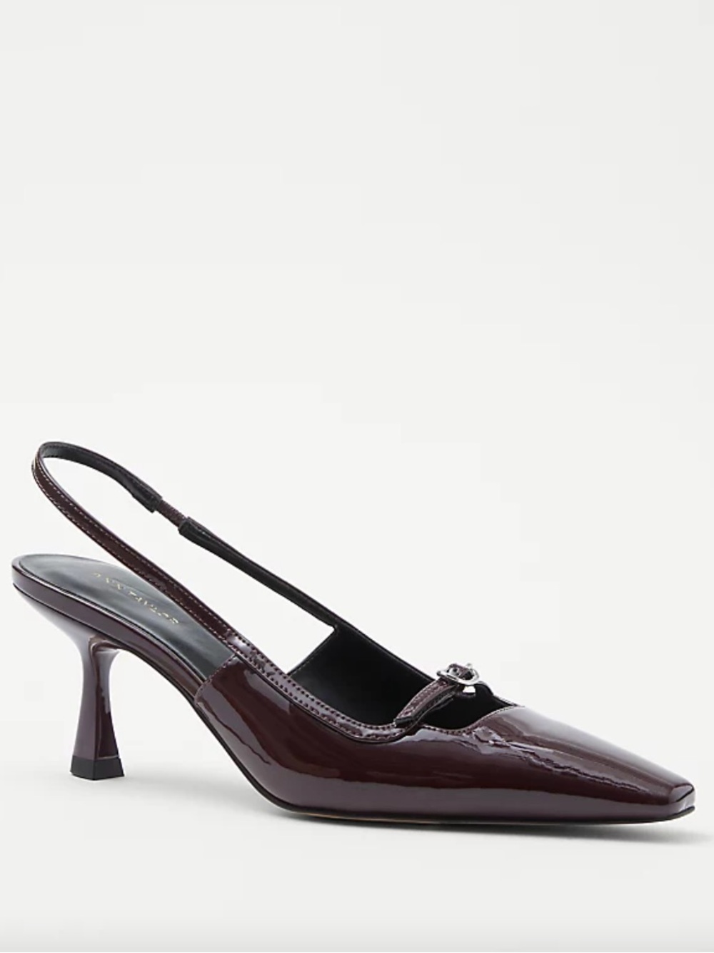 Ann Taylor Slingback Kitten Heel Patent Leather Mary Jane Pointed Toe Burgundy 9